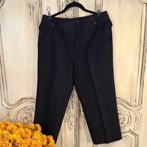Larry Levine Navy Stretch Wide Leg Cropped Pants